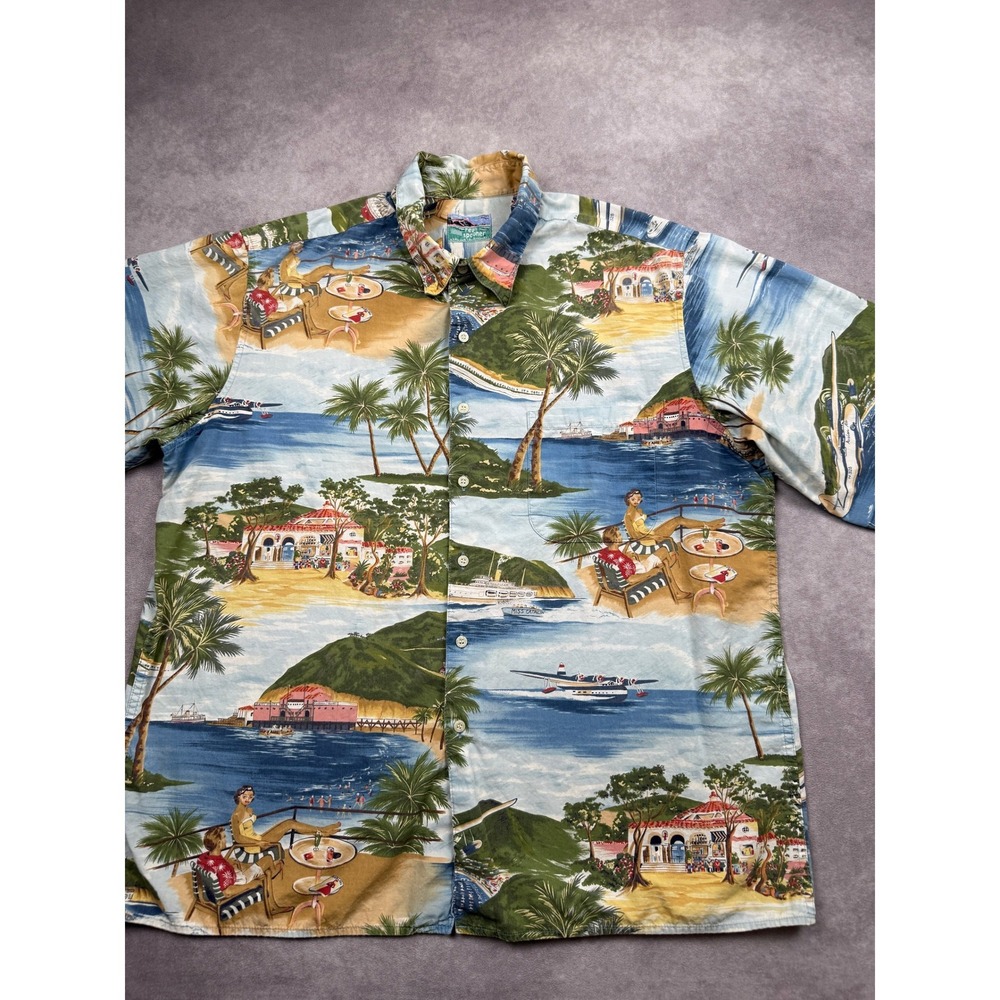 Reyn Spooner Hawaiian Traditional Catalina Island California Shirt Men XL Retro